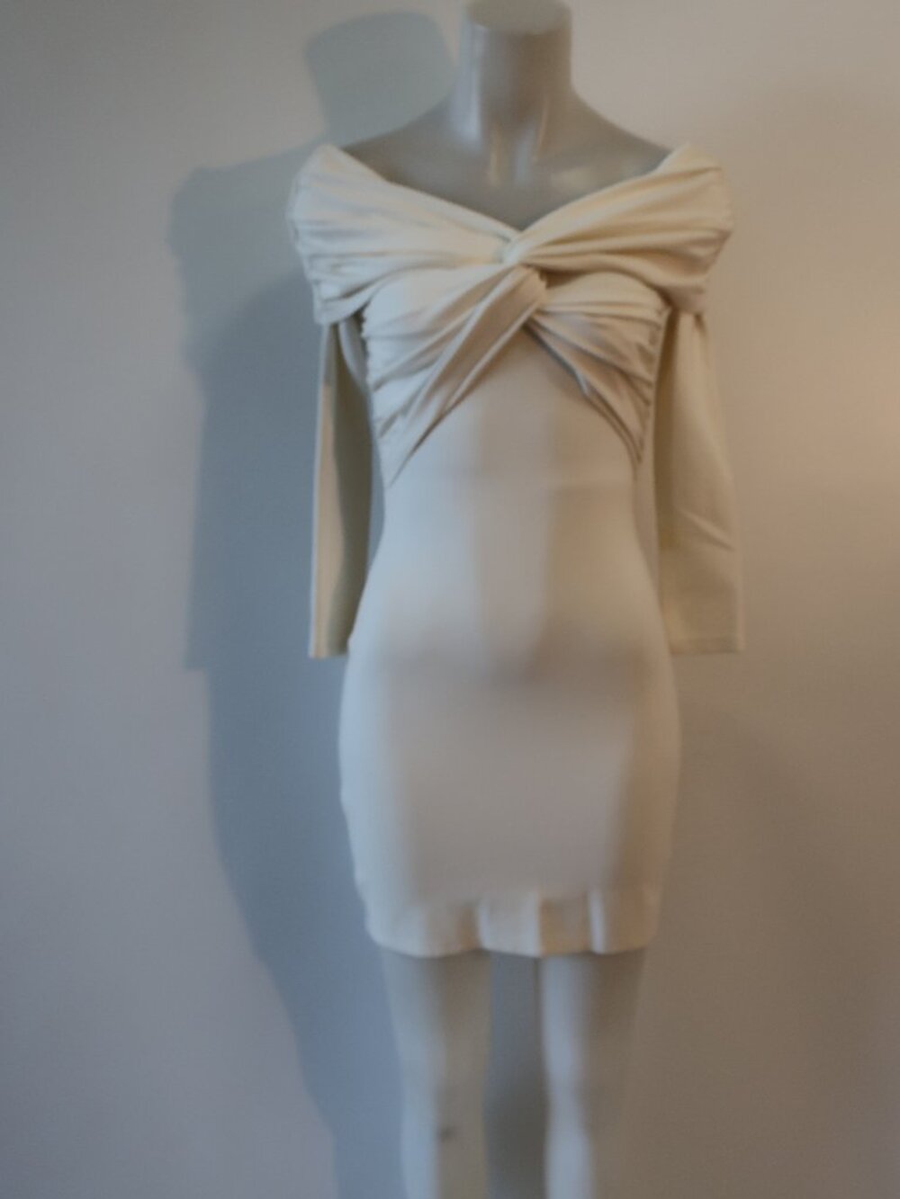 Womens Abercrombie & Fitch White Twist Knot Detail Long Sleeve Dress XS
